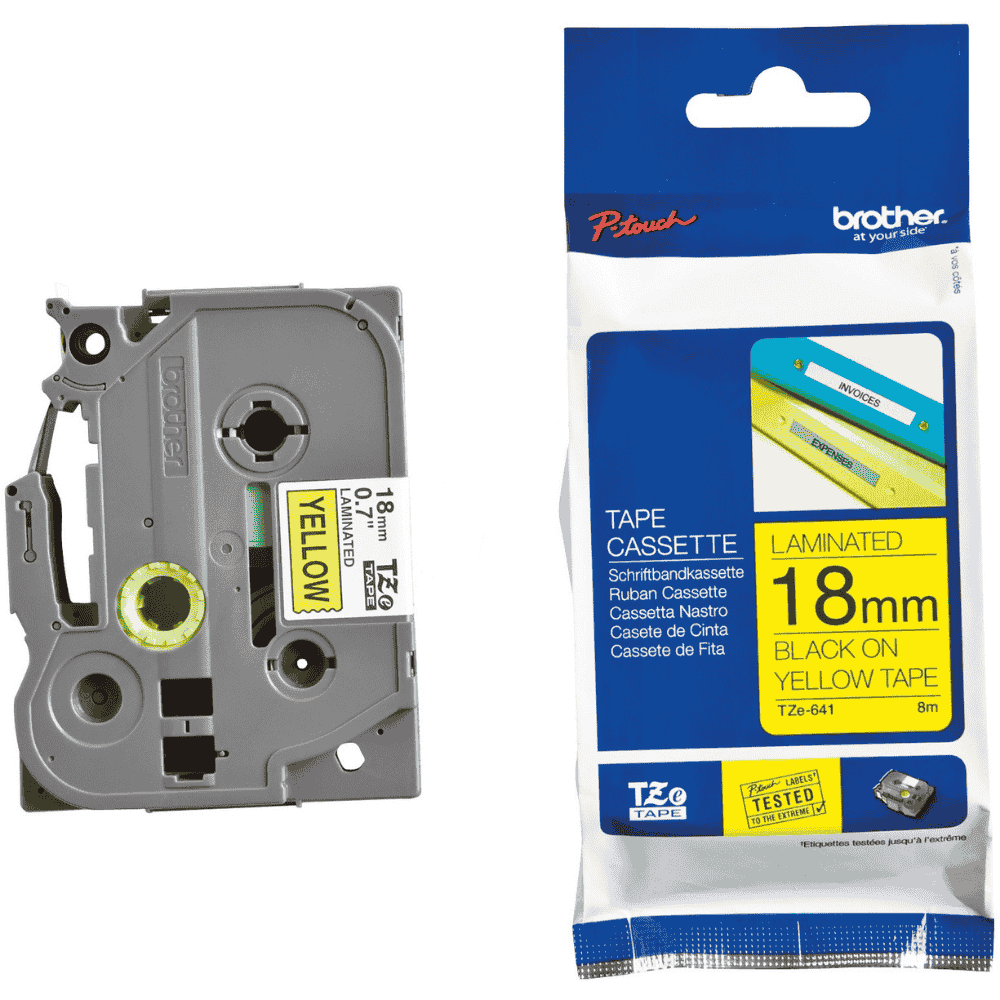 Brother TZE-641 18mm x 8m Black on Yellow 