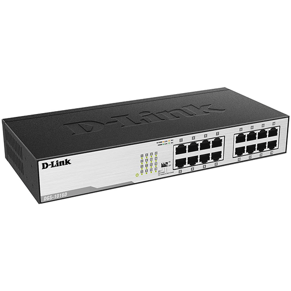 D-Link 16-port 10/100/1000Base-T Unmanaged  Green Desktop Gigabit Switch (UK Plug) (DGS-1016D)