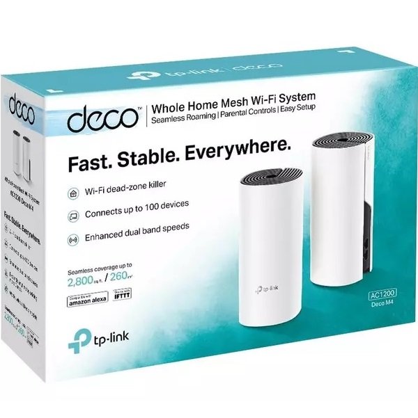 TP-Link Deco M4 AC1200 Whole Home Mesh Wi-Fi System (3 Pack) - TL-DECO M4 (3-PACK)