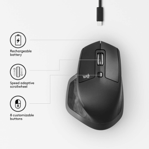 Logitech MX Master 2S Bluetooth Mouse - Graphite (910-005139)