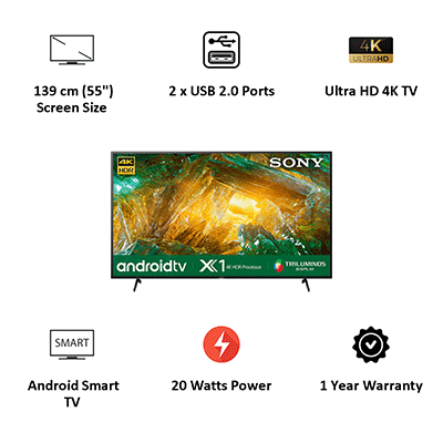 Sony X80H 139cm (55 inch) 4K UHD LED Android Smart TV (KD-55X8000H)