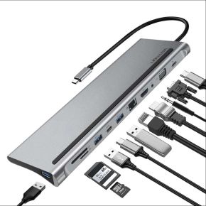 Vention USB-C MULTI-FUNCTIONAL 10 in 1 DOCKING STATION TYPE C 0.15M Gray Mirrored Surface Type