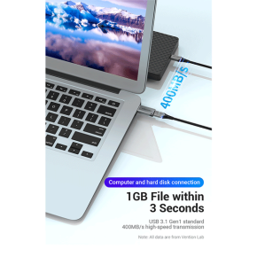 Vention USB 3.0 Male to USB-C Female Adapter Gray Aluminum Alloy Type