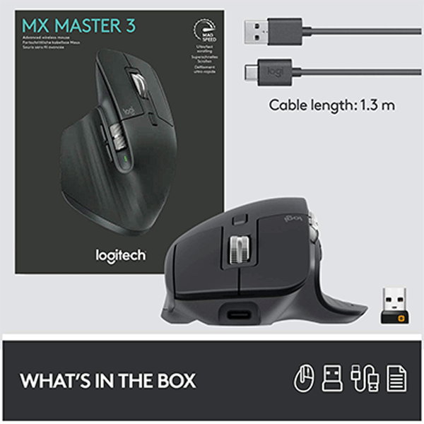 Logitech MX Master 3 Wireless Mouse (Black)