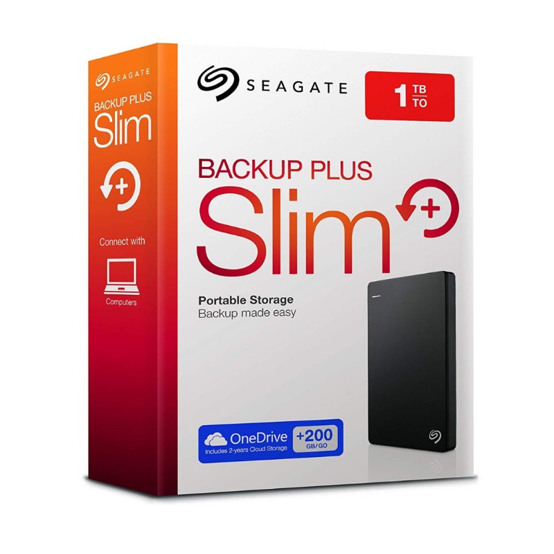 Seagate 1 TB Backup Plus USB 3.0 Slim Portable Hard Drive - Black [STDR1000200]