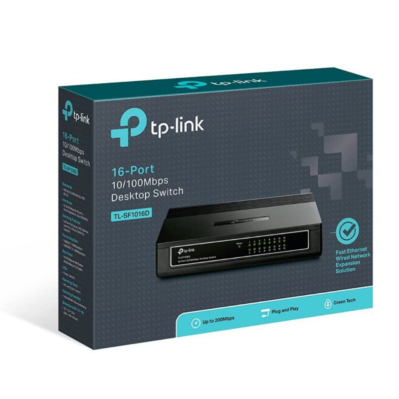 Desktop Switch - TL-SF1016D - 16-Port - 10/100Mbps - Black