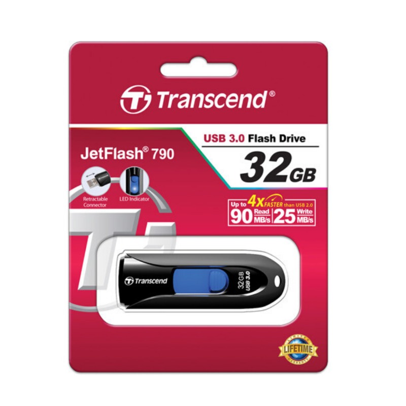 Transcend 32GB JetFlash 790 USB 3.0 Flash Drive (Black)