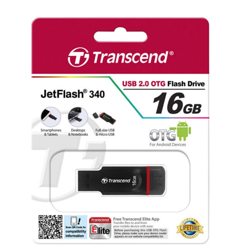 Transcend TS16GJF340 Jetflash 340 Mobile (OTG) 16GB USB Flash Drive