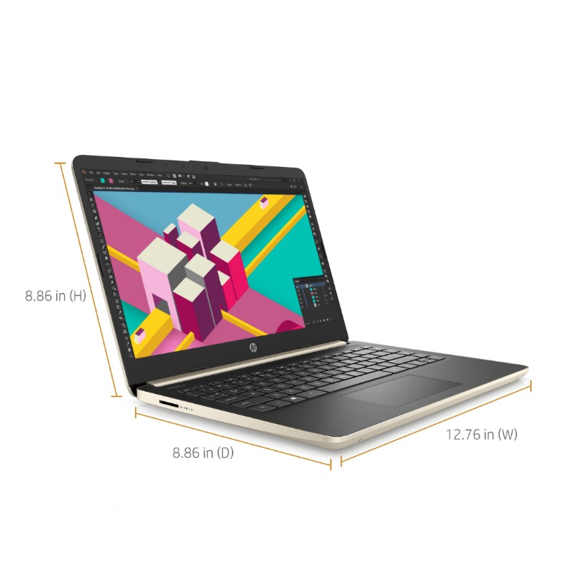 Hp 14-dq1040wm Laptop, Intel Core i5-1035G1, 8 GB SDRAM, 256GB SSD+16GB Optane, Pale Gold