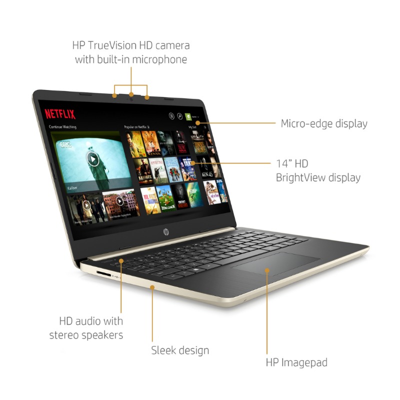 Hp 14-dq1040wm Laptop, Intel Core i5-1035G1, 8 GB SDRAM, 256GB SSD+16GB Optane, Pale Gold