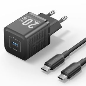 Vention 1-Port USB-C GaN Charger (20W) UK-Plug Black   