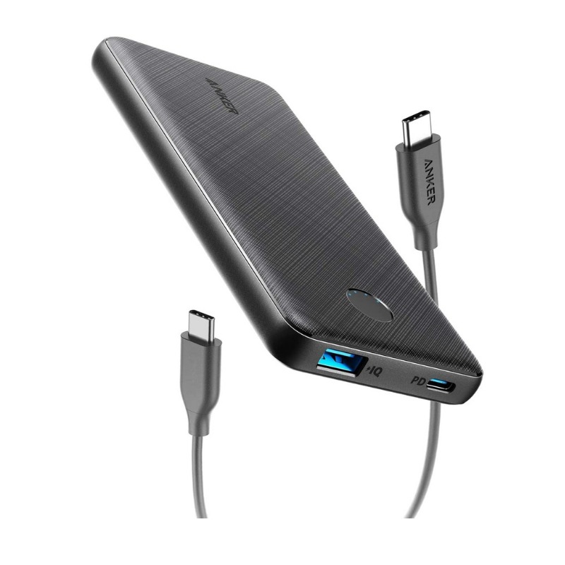 Anker PowerCore Slim 10000 PD, USB-C Portable Charger (18W), 10000mAh Power Delivery Power Bank for iPhone 11 / Pro / 8/ XS/XR, S10, Pixel 3, and More (Charger Not IncludeD)