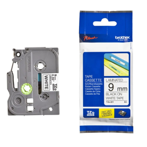 9mm x 8m black on clear label tape