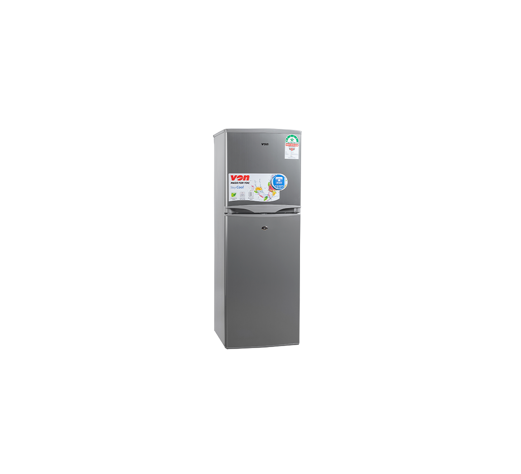 VON VART-22DHS 144L Double Door Refrigerator – Frost Silver