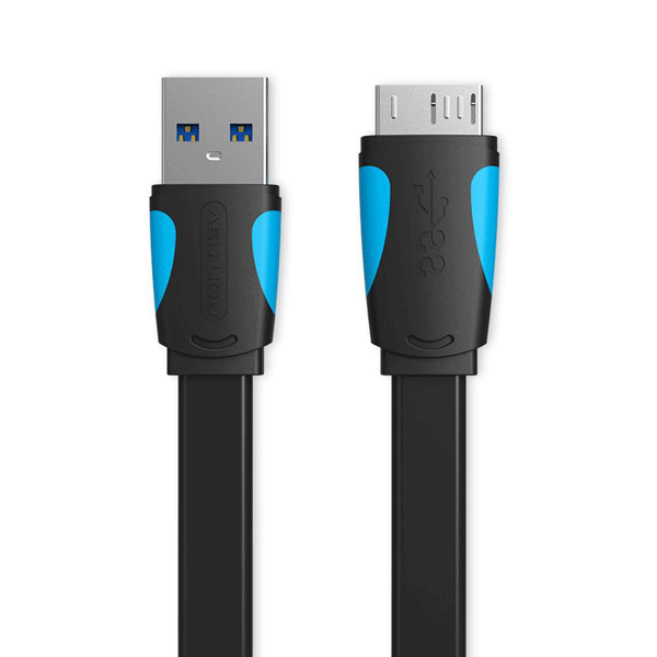 Vention VAS-A12-B050 Flat USB 3.0 Male to Micro B Male DATA Cable for External Harddisk 0.5 Meter Black