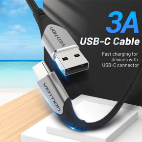 VENTION USB Type C Cable 3A Fast Charging, Premium Nylon Braided USB A to USB C Charger Cable 3M