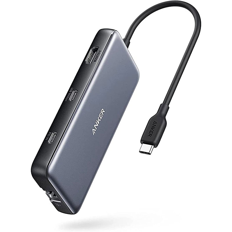 Anker USB C Hub, 555 USB-C Hub (8-in-1), with 100W Power Delivery, 4K 60Hz HDMI Port, 10Gbps USB C and 2 USB A Data Ports, Ethernet Port, microSD and SD Card Reader- A8383HA1