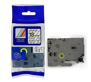 18mm x 8m black on clear label tape