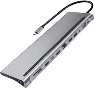 Vention USB-C 12-in-1 Docking Station 0.25m Gray Metal Type