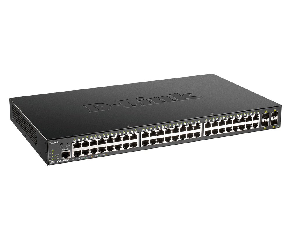 D-Link DGS-1250-52XMP – 52-Port Gigabit PoE+ Smart Managed Switch