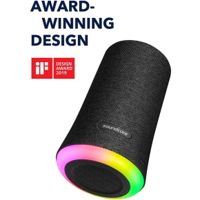 Soundcore Flare Wireless Speaker by Anker, Waterproof Party Speaker with 360° Sound, Enhanced Bass & Ambient LED Light, IP67 Waterproof and 12-Hour Battery Life-Black