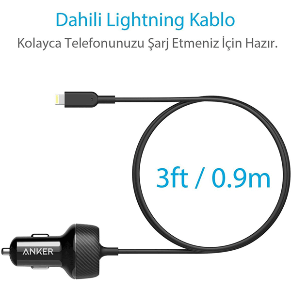 Anker PowerDrive 2 Elite with Lightning Connector Car Charger for Mobile Phones - A2214H11