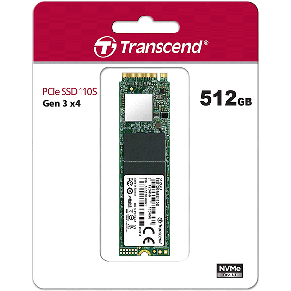 Transcend 512GB Nvme PCIe Gen3 X4 MTE110S M.2 SSD Solid State Drive TS512GMTE110S