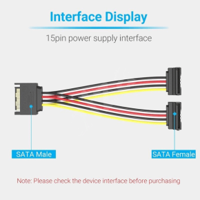 Vention SAT 15P Male to Female Power Splitter Cable 0.15 Meter Black  (KDBBB)
