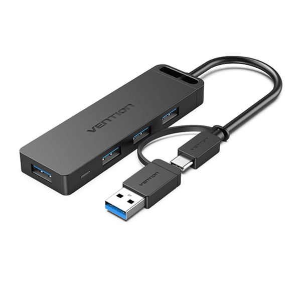Vention 4-Port Usb 3.0 Hub With Type C & Usb 3.0 2-In-1 Interface 0.15 Meter VEN-CHTBB