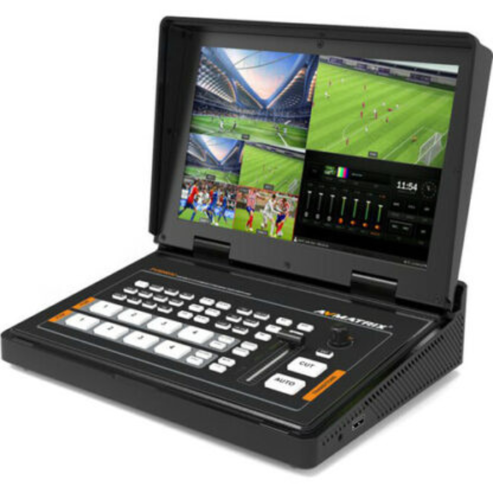 AVMATRIX PVS0403U 4-Channel SDI & HDMI Video Switcher with 10.1″ Monitor