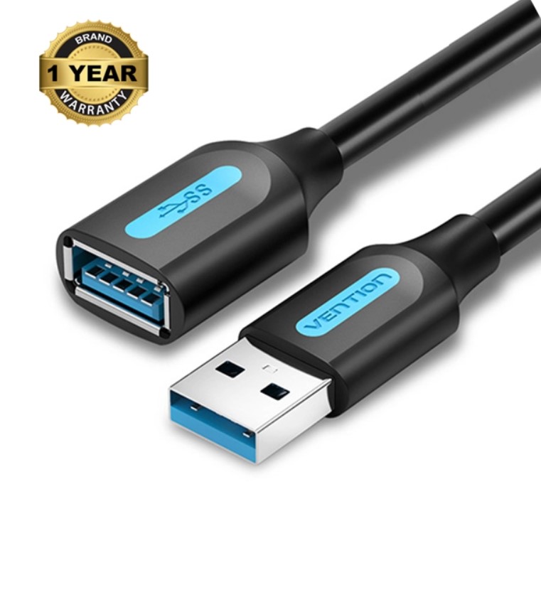 Vention USB 3.0 A Male to A Female Extension Cable 1M Black PVC Type