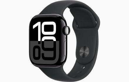 Apple Watch Series 10 42mm Jet Black Aluminium Case GPS + Cellular Sport Band (M/L)[Black]