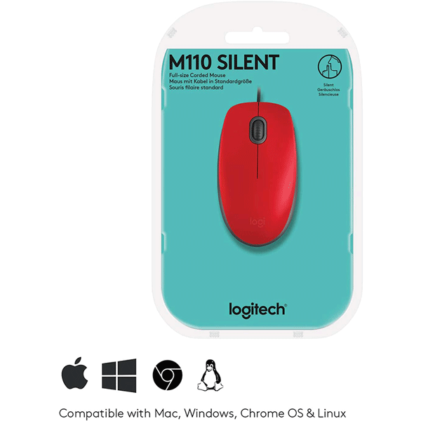Logitech USB Silent Mouse M110S - Red (910-005489)