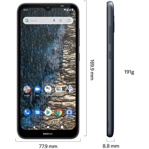 Nokia C20 Android Smartphone with 4G, Dual SIM, 2GB RAM, 32GB ROM, 6.5Inch HD display, front and rear 5MP cameras – both with LED flash, long lasting 3000 mAh battery