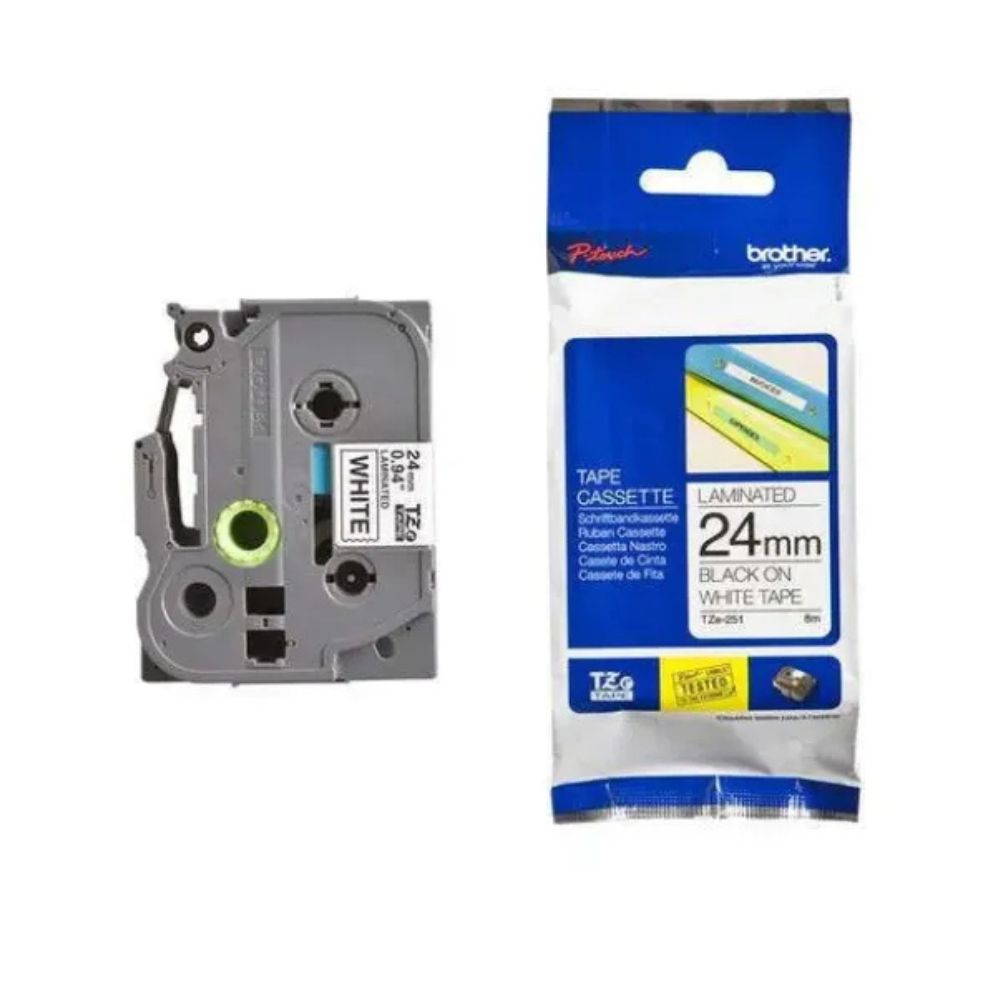 Brother TZe-251 24mm Black On White Tape