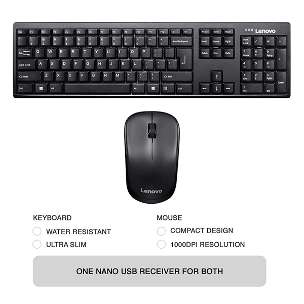Lenovo 100 Wireless Combo Keyboard & Mouse (GX30L66303)
