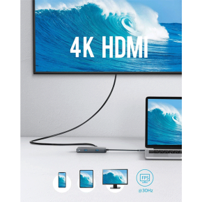 Anker USB C Hub Adapter, PowerExpand+ 7-in-1 USB C Hub, with 4K USB C to HDMI, 60W Power Delivery, 1Gbps Ethernet, 2 USB 3.0 Ports, SD and microSD Card Readers