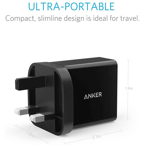 Anker USB Charger 4.8A/24W 2-Port USB Wall Charger and PowerIQ Technology