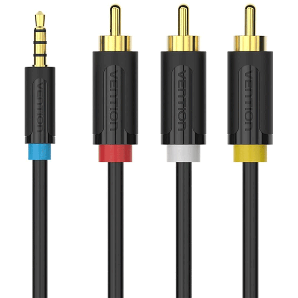 Vention 3.5mm Jack To 3 RCA Male Standard Audio Converter Video AV Speaker Cable For Multimedia CD DVD Player 2m Black
