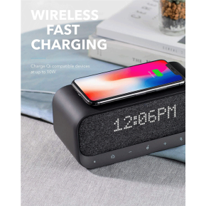 Bluetooth Speaker, Soundcore Wakey Bluetooth Speaker Powered by Anker, Alarm Clock, Stereo Sound, FM Radio, White Noise, Qi Wireless Charger with 7.5W Charging