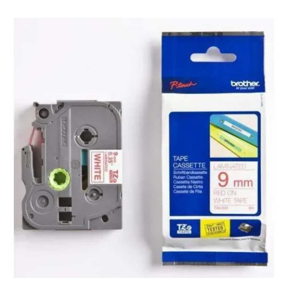 Brother Tape TZE-222 9mm Red on White