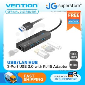 Vention 3-Port USB 3.0 Hub with Gigabit Ethernet Adapter 0.15M Black
