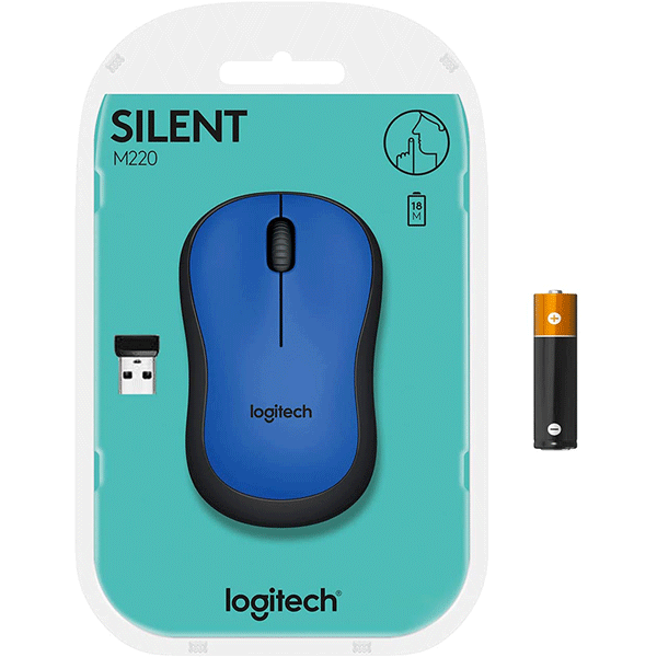Logitech Wireless Mouse Silent M220 - Blue (910-004879)