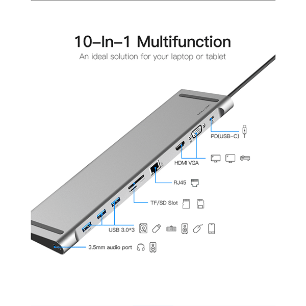 Vention USB Type C To Multi-Function 10 In 1 Docking Station â€“ THOHAH