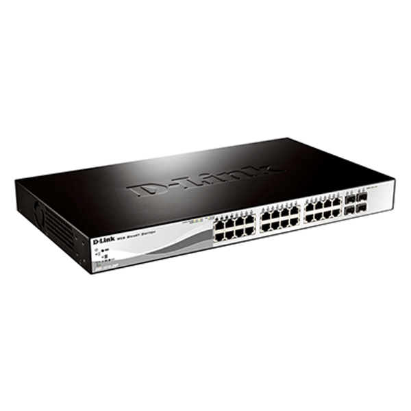 D-Link DGS-1210-28P 24-Port 10/100/1000BaseT PoE + 4 Combo 1000BaseT/SFP ports Web Smart Switch, 193W PoE budget. (802.3af/802.3at support)