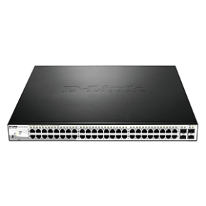D-Link 48-Port 10/100/1000BaseT PoE + 4 Gigabit SFP ports Web Smart Switch, 370W PoE budget. (802.3af/802.3at support) - DGS-1210-52MP