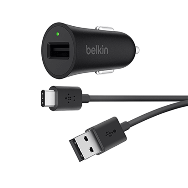 Belkin Boost up Quick Charger 3.0 Car Charger with USB-A To USB-C Cable (F7U032BT04-BLK)