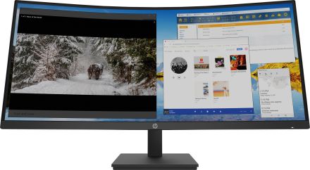 HP M34d 34' WQHD Curved Monitor, 1500R Curvature VA Display 100Hz Refresh Rate, 5ms Response Time, Height Adjustable, On Screen Controls, 1xDP / 1xHDMI/ USB-A 5Gbps / USB-B / USB-C- 3B1W4AS