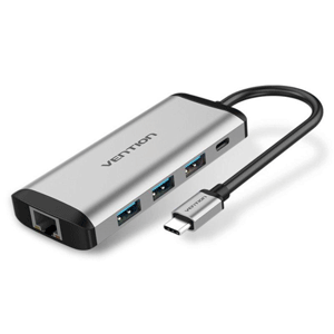 Vention USB Type C To 3 Ports USB 3.0 Hub with Gigabit Ethernet Adapter & PD Converter â€“ TGDHB