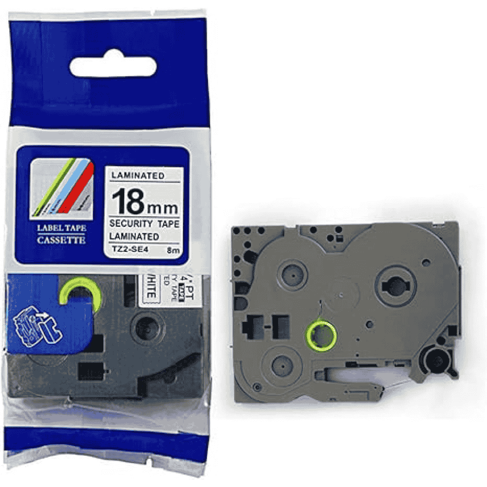 Brother TZe-SE4 18mm Black on white Tape